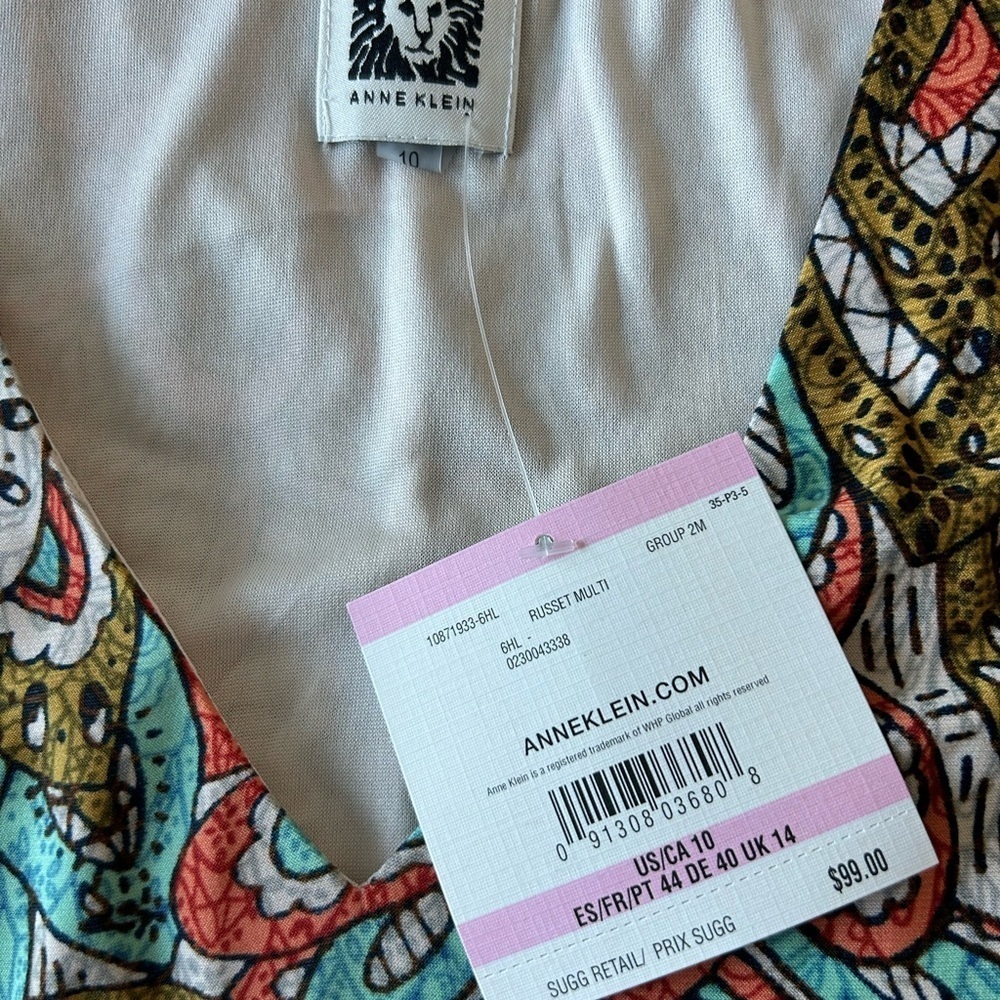 Anne Klein abstract printed sleeveless dress SZ 10 - Picture 3 of 4